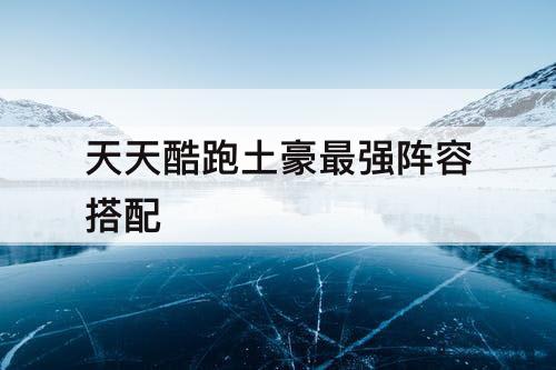 天天酷跑大神阵容搭配推荐(天天酷跑土豪最强阵容搭配)