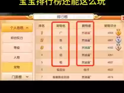 梦幻西游名打排行